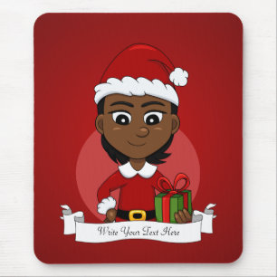 Mousepad Pasta de rato de animação da menina de Natal