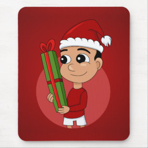 Mousepad Pasta de rato de animação do menino natalino