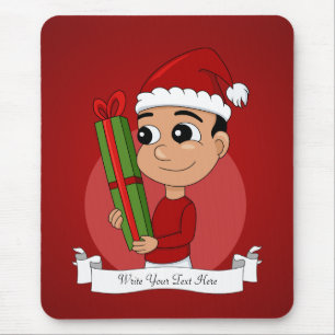 Mousepad Pasta de rato de animação do menino natalino