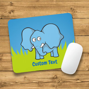 Mousepad Pasta de rato de desenho de elefante azul