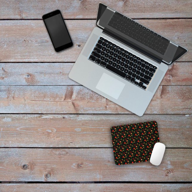 Mousepad Pasta de rato floral de flores silvestres preta (Criador carregado)