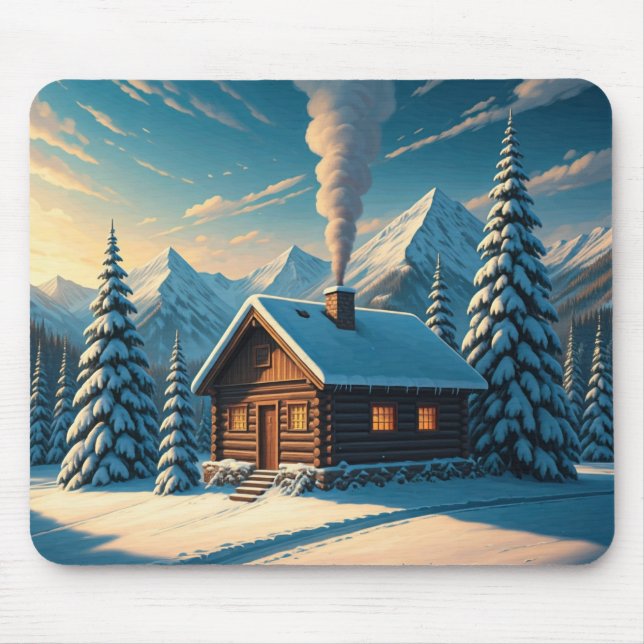 Mousepad Pasta do mouse Cozy Winter Cabin (Frente)