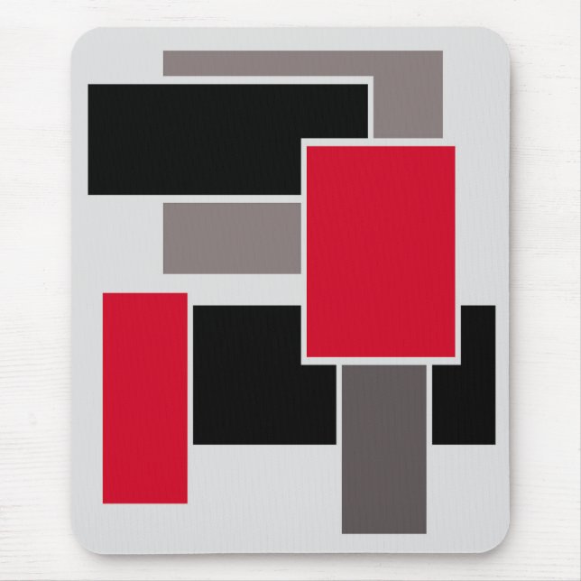 Mousepad Pasta do mouse moderna, preta, vermelha, cinza, ab (Frente)