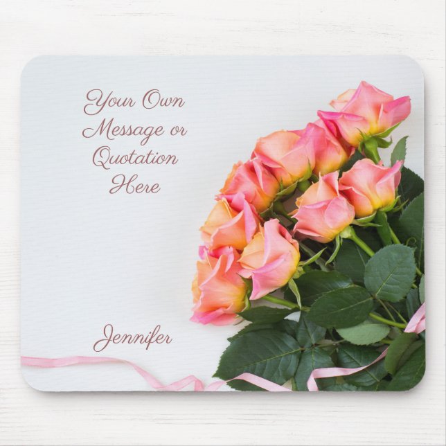 Mousepad Pasta do mouse personalizada de Rosas de texto e n (Frente)