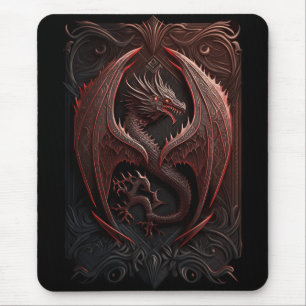 Mousepad Pasta do mouse Red and Black Dragon