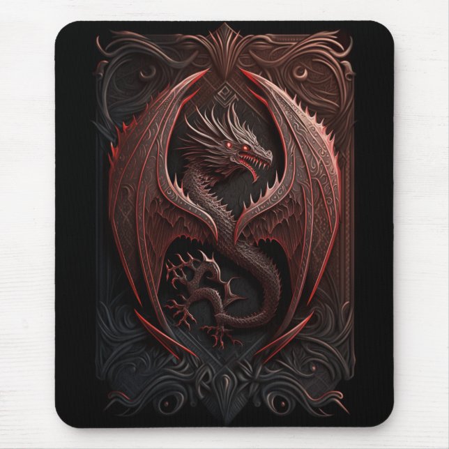 Mousepad Pasta do mouse Red and Black Dragon (Frente)