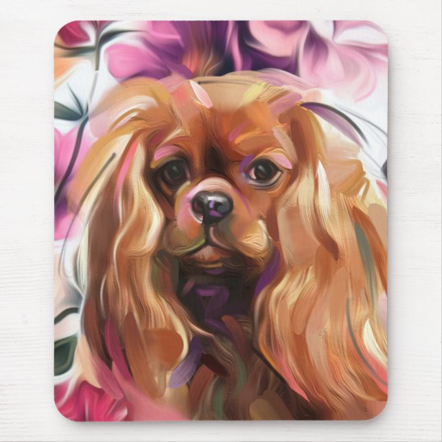 Mousepad Pasta do mouse Ruby Cavalier Dog Art (Frente)