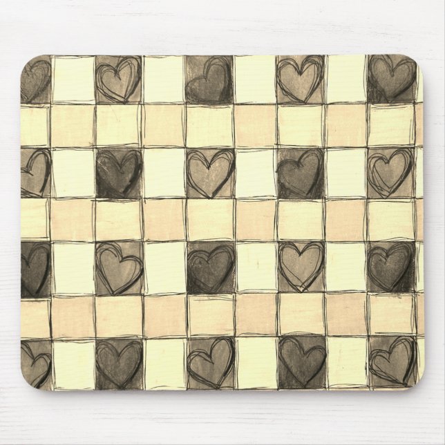 Mousepad Pasta do rato Khaki tan creme gingham (Frente)