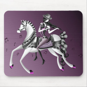 Mousepad Pasta do rato rosa violinista que se viaja a caval