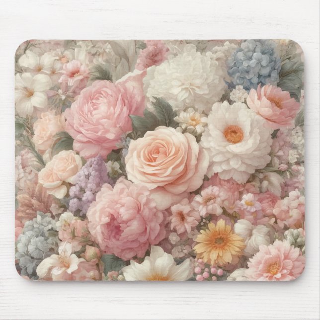 Mousepad Pasta Flores Chique Rosa Padrão Floral (Frente)