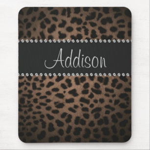 Mousepad Pasta Glam de Bling do leopardo do cristal de