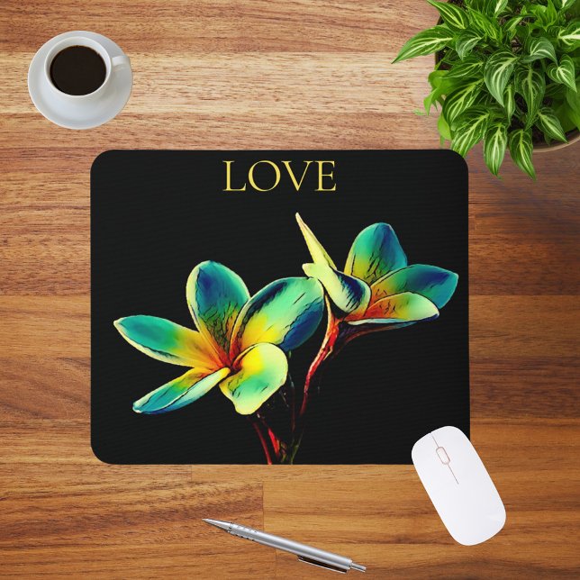 Mousepad Pasta Mão-de-Obra do Tema de Aquarela Plumeria Est (Criador carregado)