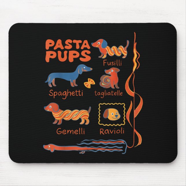 Mousepad Pasta P Dog Funny Dachshund Dog Pasta Foodie Dog S (Frente)