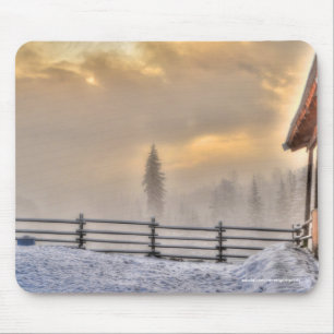Mousepad Pastas fazendas na neve do inverno