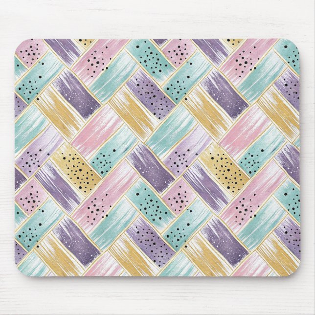 Mousepad Pastel Brushaft e Dourado Crisscross Abstrato (Frente)