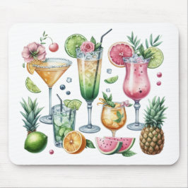 MOUSEPAD PASTEL COLORED SUMMER COCKTAILS AND FRUITS