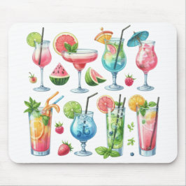 MOUSEPAD PASTEL COLORED SUMMER COCKTAILS AND FRUITS
