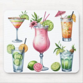 MOUSEPAD PASTEL COLORED SUMMER COCKTAILS AND FRUITS