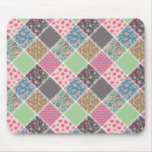 Mousepad Pastel Floral Quilt Squares