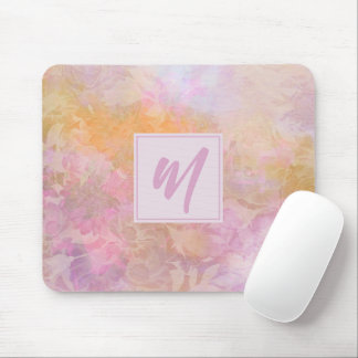 Mousepad Pastel Florals With Chic Script Monogram