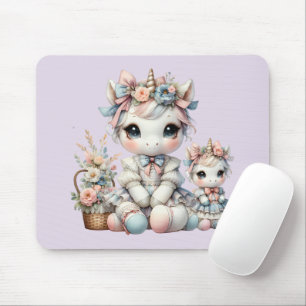 Mousepad Pastel Kawaii Unicorn Mãe Filha Duo Lavanda