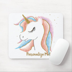 Mousepad Pastel Mágico Dourado Personalizado Cute Unicórn