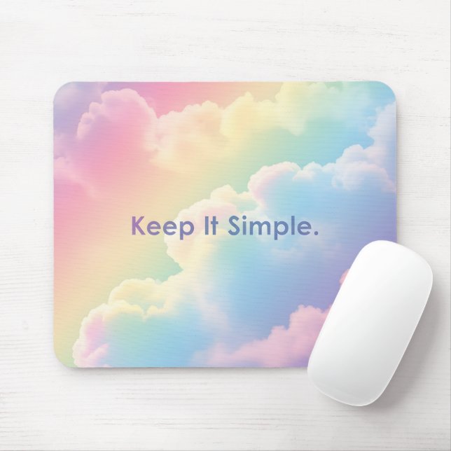 Mousepad Pastel Nuvens Sonhadoras Arco-íris Estética Mesa (Com mouse)