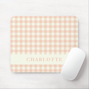 Mousepad Pastel Peach Gingham Buffalo Check Nome da Xadrez