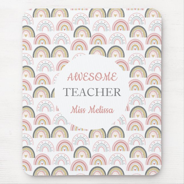 Mousepad Pastel Rainbow Com Professor Incrível De Padrões C (Frente)