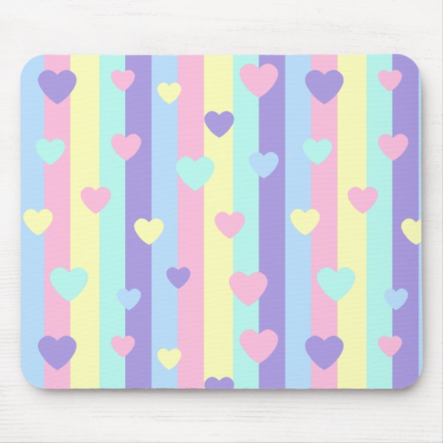 Mousepad  Pastel Rainbow Hearts (Frente)