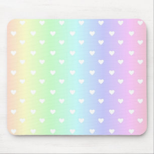 Mousepad Pastel Rainbow Ombre Hearts Pattern