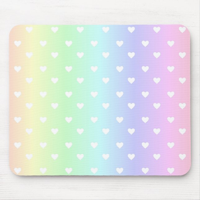 Mousepad Pastel Rainbow Ombre Hearts Pattern (Frente)