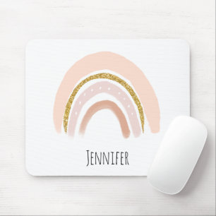 Mousepad Pastel Rosa e Faux Glitter Rainbow Boho