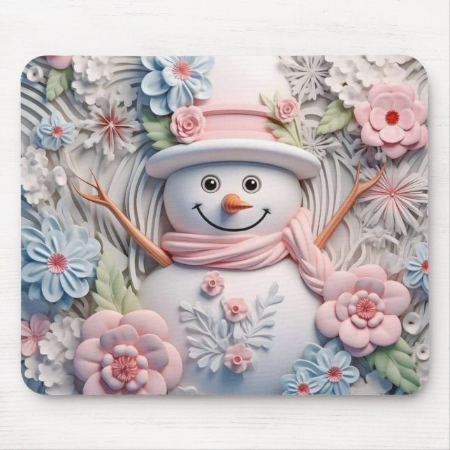 Mousepad Pastel Snowman 3D (Frente)