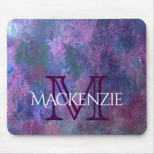 Mousepad Pastel Splatter Monograma cor-de-rosa azul verde