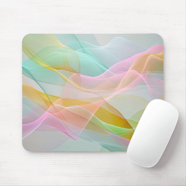 Mousepad Pastel Symphony of Floating Sheer Ribbons (Com mouse)