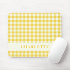 Mousepad Pastel Yellow Gingham Buffalo Check Nome da Xadrez