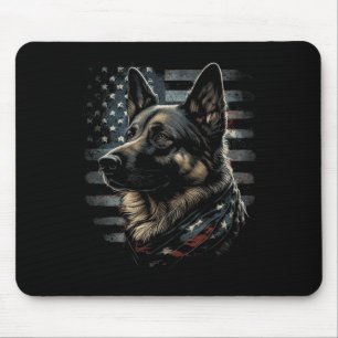Mousepad Pastor Alemão Bandeira EUA Patriota Pastor Alemão 