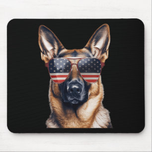 Mousepad Pastor Alemão Com A Bandeira Dos EUA Dia Da Indepe
