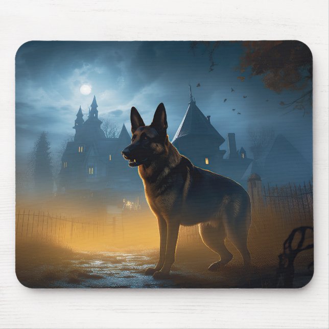 Mousepad Pastor Alemão de Halloween Assustador (Frente)