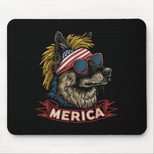 Mousepad Pastor Alemão - Engraçado 4 de Julho Americano