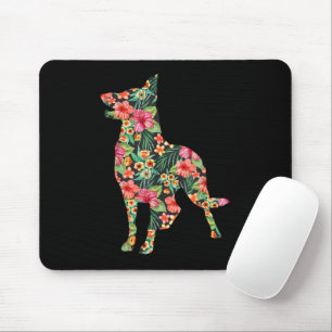 Mousepad Pastor Alemão Flor Cachorro Engraçado Silhueta Flo