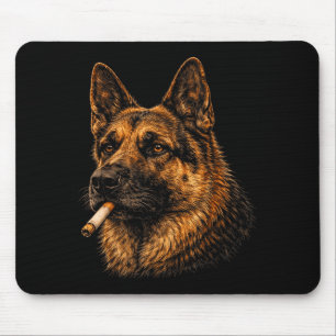 Mousepad Pastor alemão fumando cigarro meme vintage