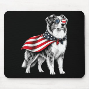 Mousepad Pastor Australiano Bandeira Americana 4 De Julho