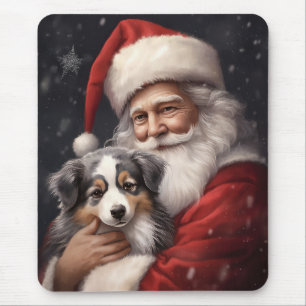 Mousepad Pastor Australiano com Papai Noel Natal