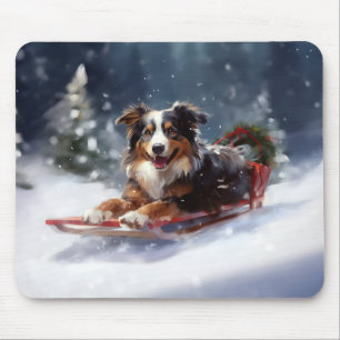 Mousepad Pastor Australiano Natal neve inverno