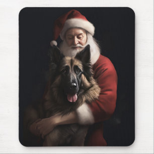 Mousepad Pastor Belga Natal do Papai Noel Natalício