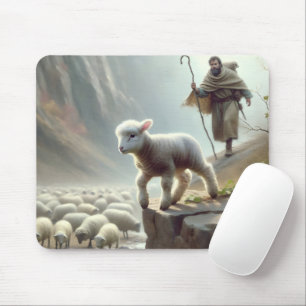 Mousepad Pastor Com Lâmpada No Cliff Da Montanha