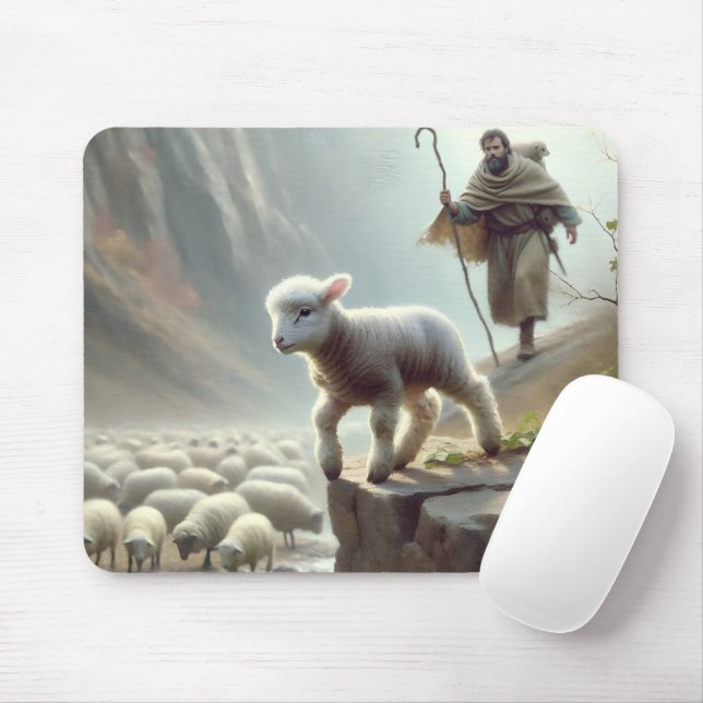 Mousepad Pastor Com Lâmpada No Cliff Da Montanha (Com mouse)