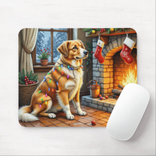 Mousepad Pastor da Anatólia com Lareira e Luzes de Natal